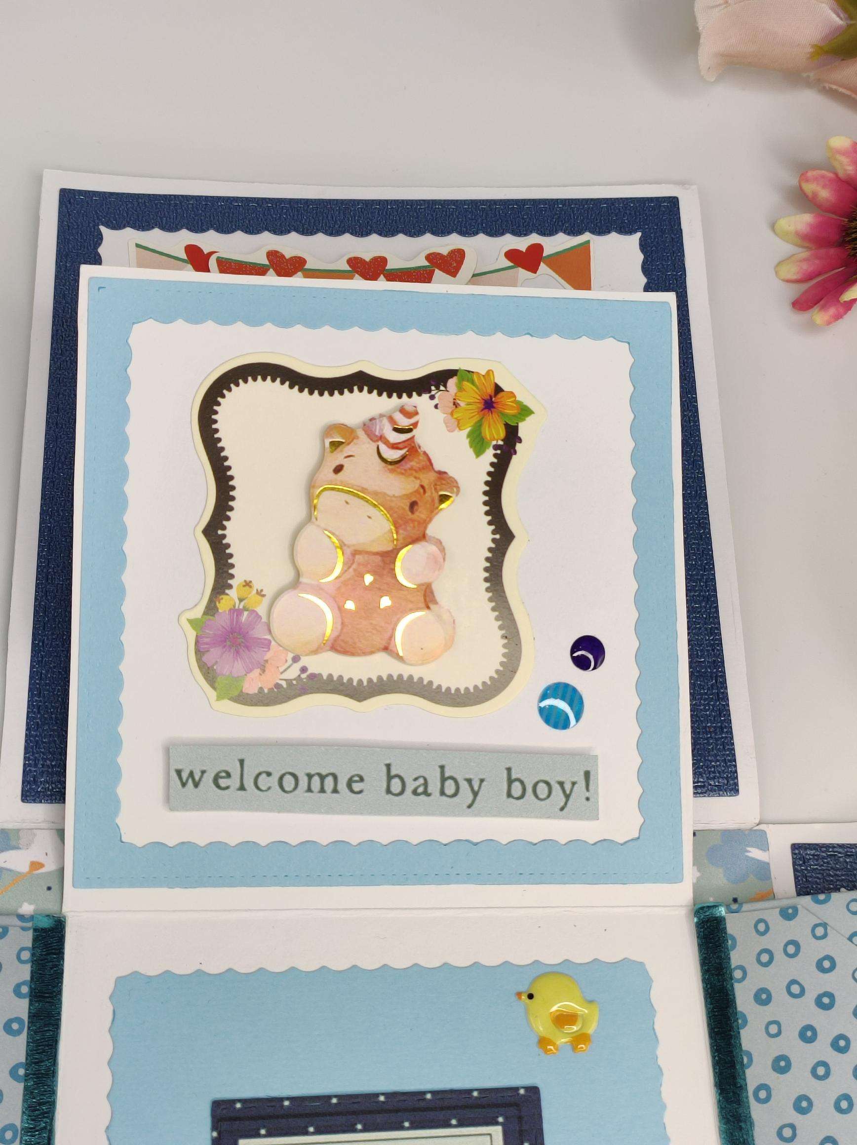 Handmade Baby Boy Explosion Box 2 Layers