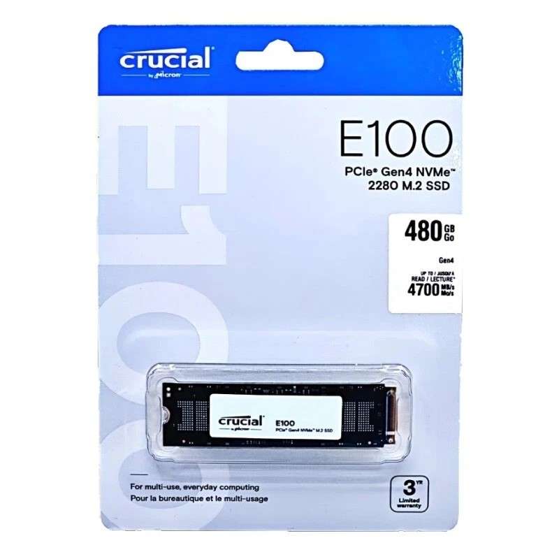CRUCIAL E100 PCLE GEN4 NVME 2280 M.2 SSD 480GB (CT480E100SSD8)