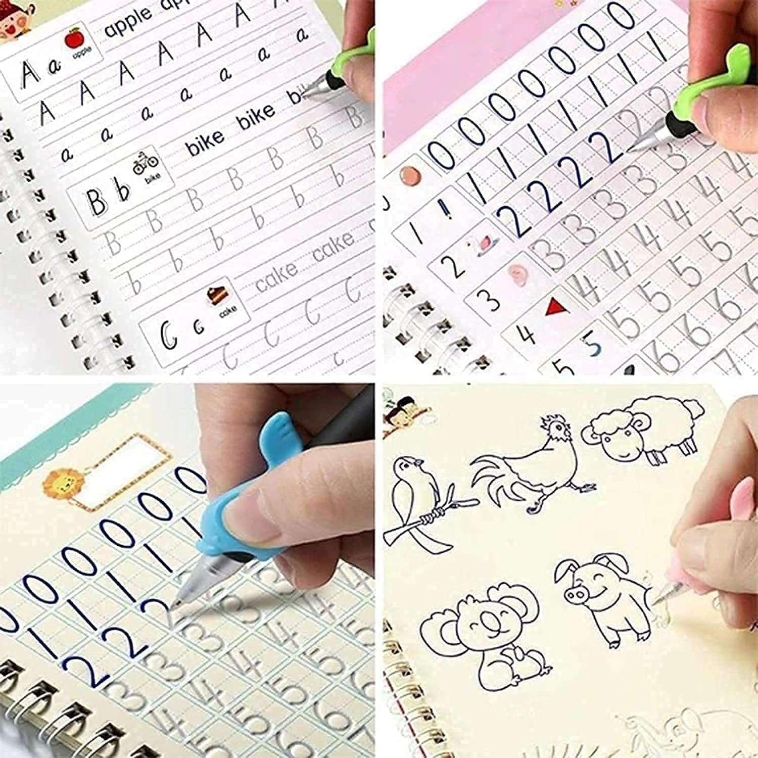 دفتر تدريبات سحرية من سانك، (4 كتب+10 عبوات اعادة تعبئة+ قلم +1 مقبض)