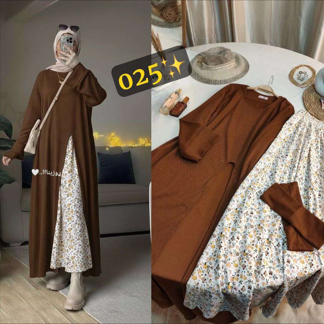 تونيك 3قطع جيبه وحزام ودريس ومعصم تحفه