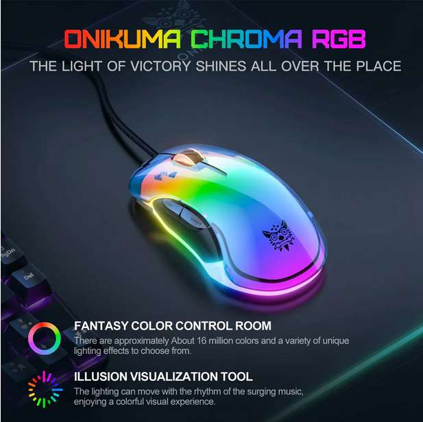 ماوس ألعاب سلكي بتصميم مريح واستجابة فائقة ONIKUMA CW925 ابيض
