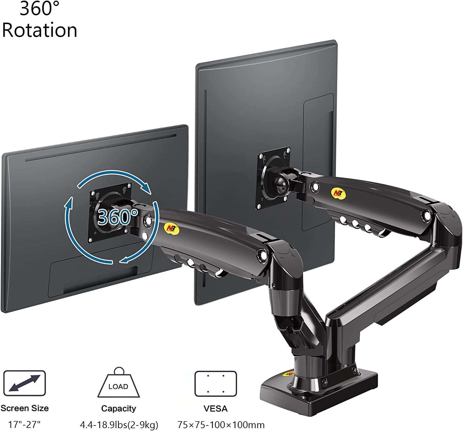 حامل شاشتين مكتب