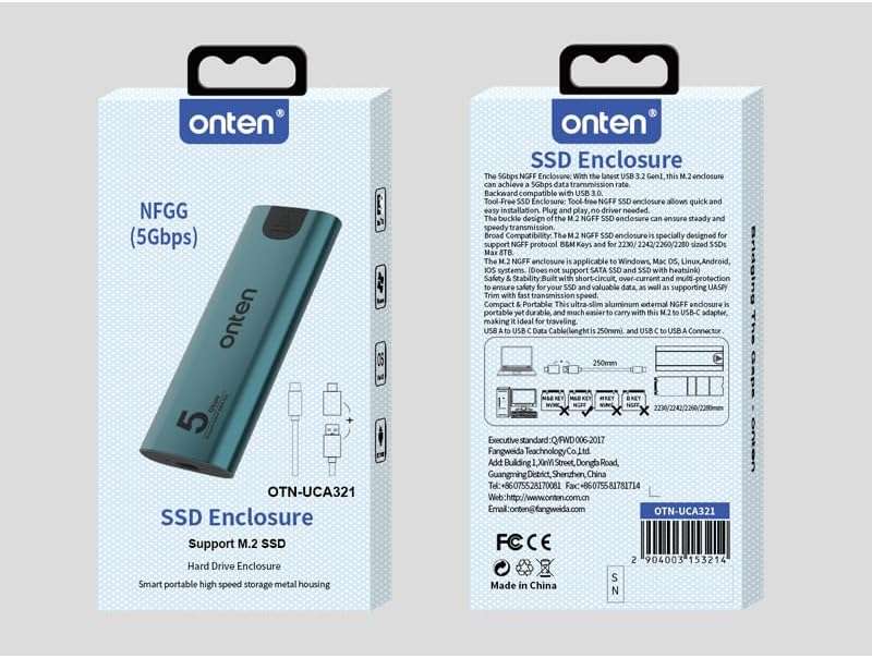 راك - حافظة هارد خارجي Onten M.2 SSD - سرعة 5Gbps USB 3.2