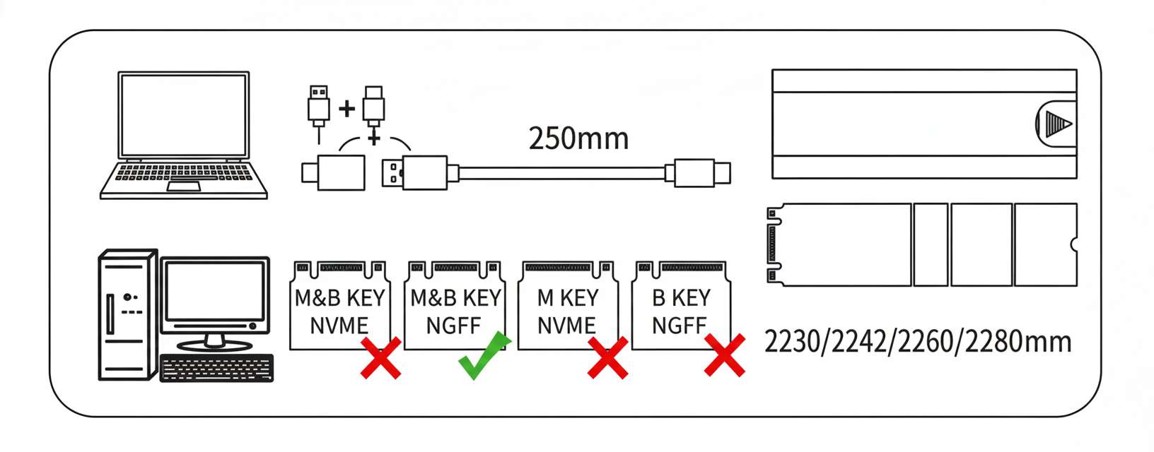 راك - حافظة هارد خارجي Onten M.2 SSD - سرعة 5Gbps USB 3.2