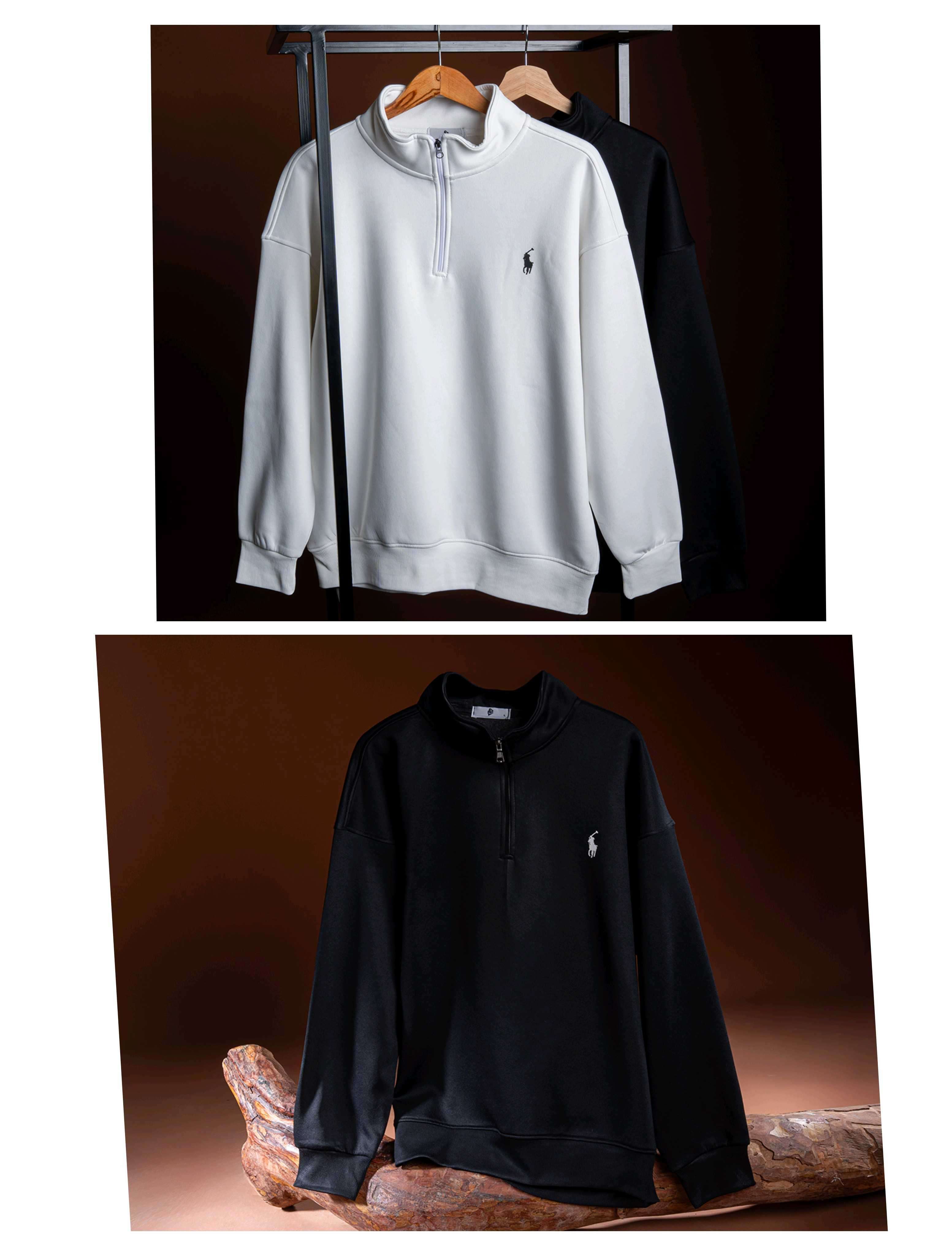 Quarter Zipper polo قطن صافي
