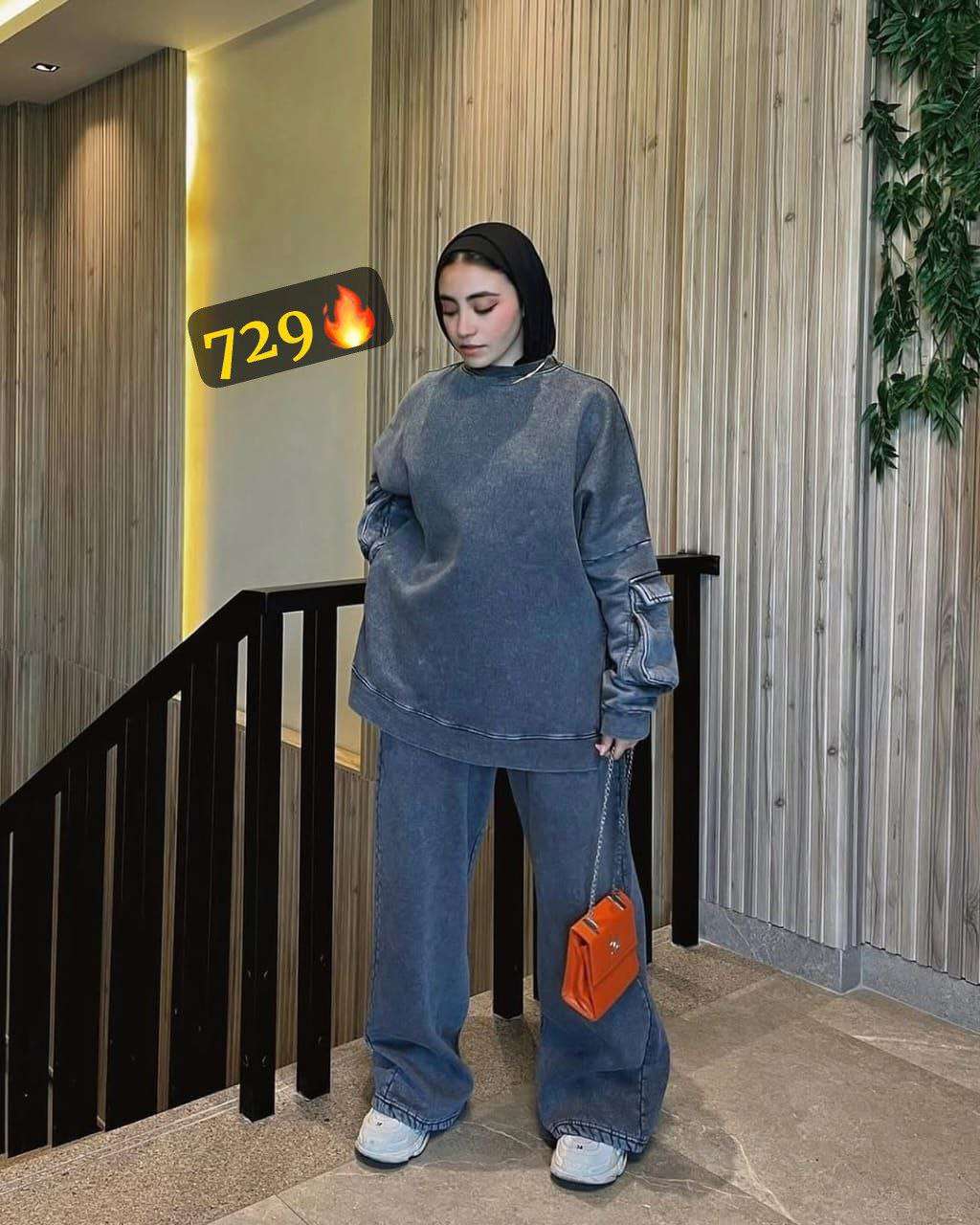 ترنج جيب على الكم ورجل البنطلون وايد ليج