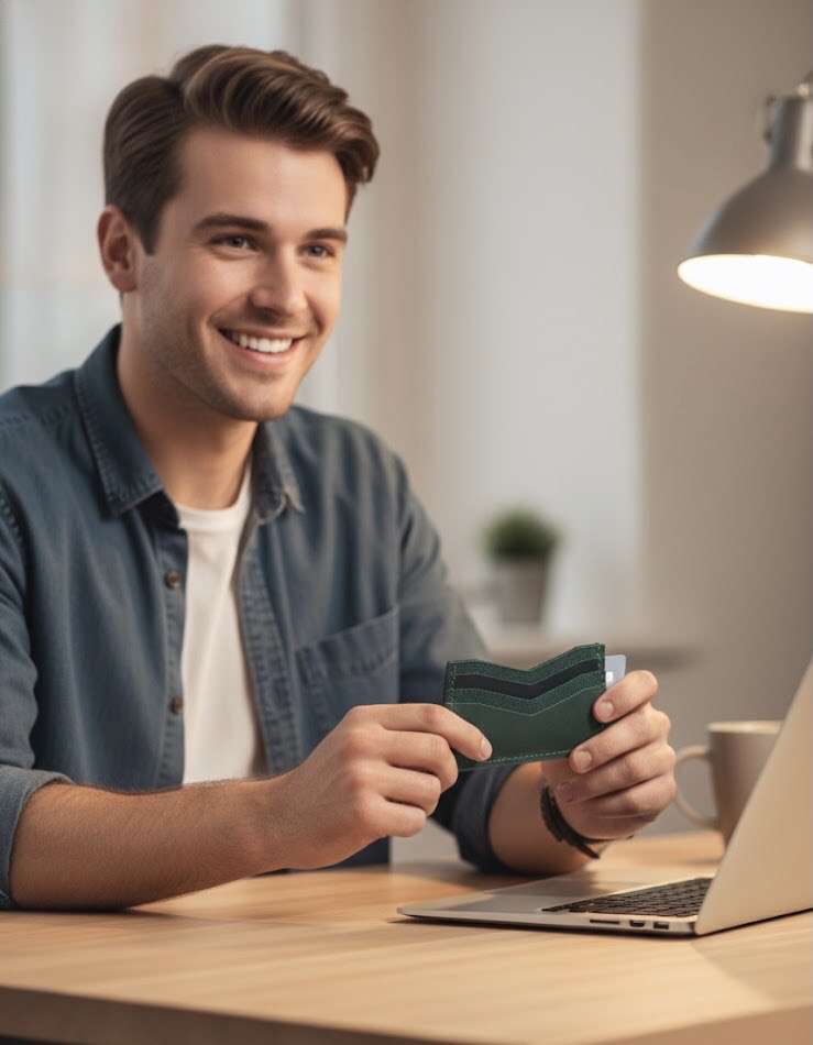 حافظة كروت جلد طبيعي صناعة يدوية AMY Genuine Leather Card Holder