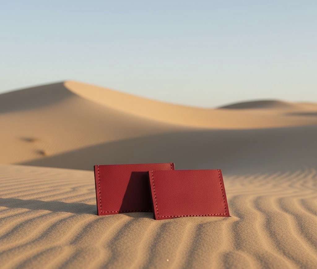 حافظة كروت جلد طبيعي لون احمر