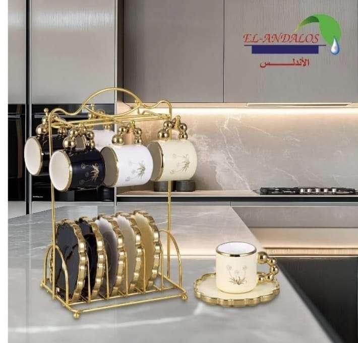 طقم مج قهوة على حامل بالطرق اندلس