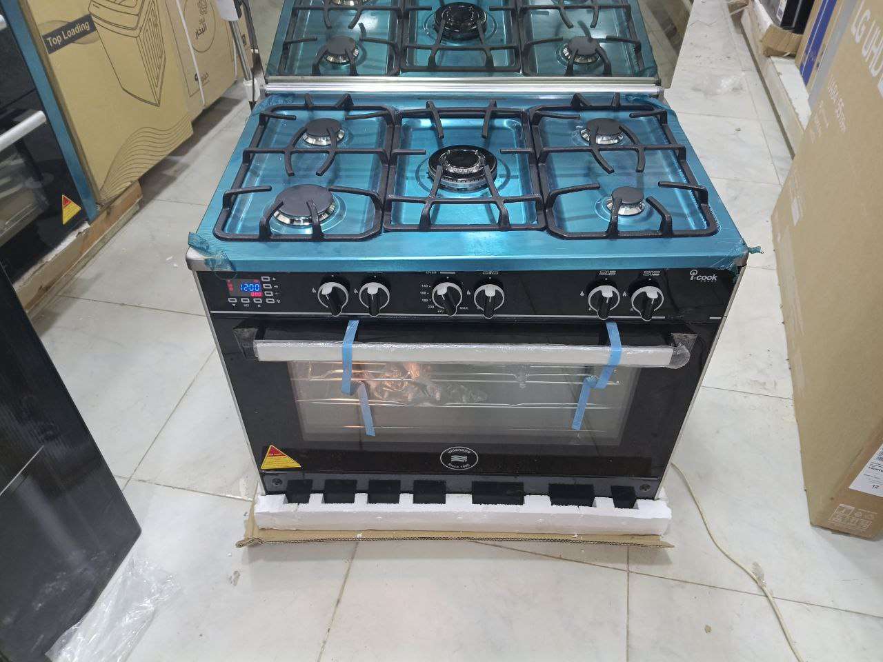 بوتاجاز اي كوك سَمارتخمسة شعلة مقاس 60x90استانلس كاملحوامل زهر