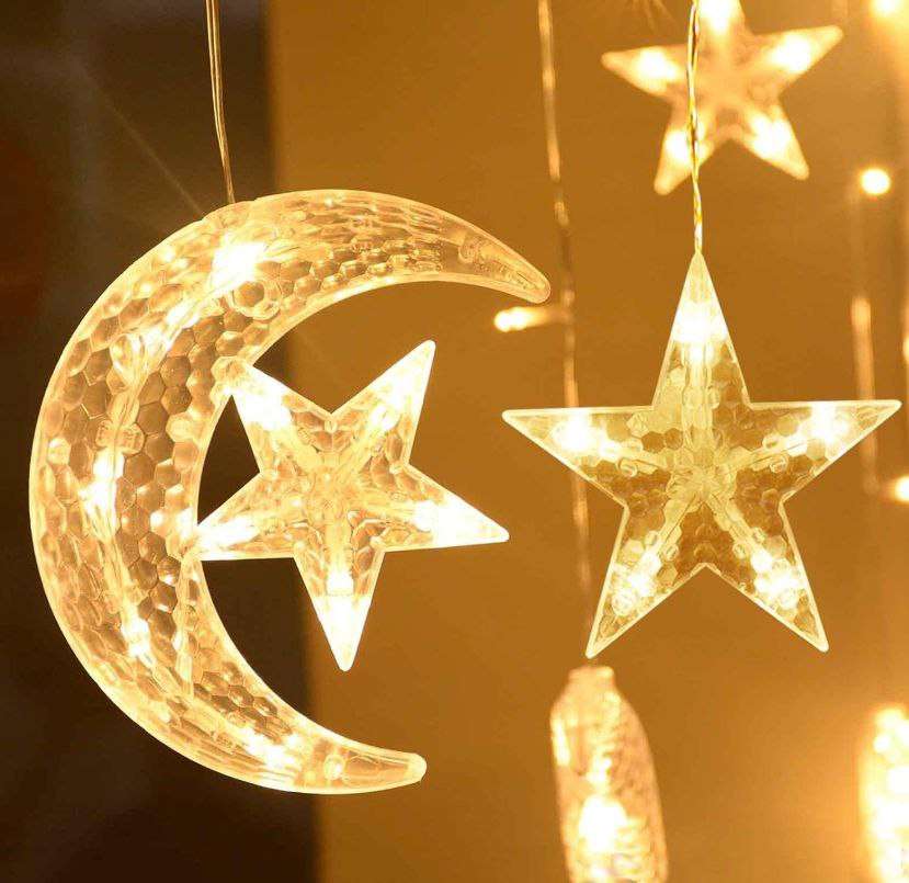 حبل نور هلال ونجمه رمضان كريم
