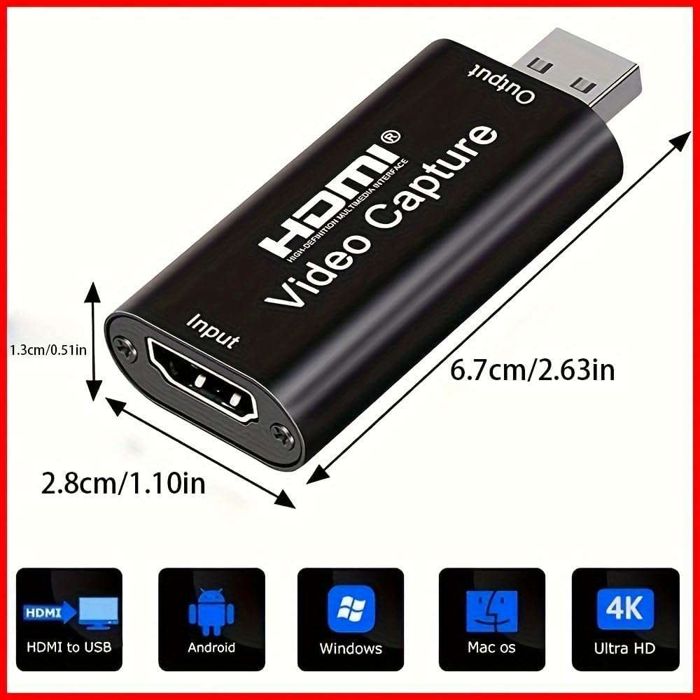 بطاقة التقاط فيديو HDMI، بدقة 4K  تعمل عبر منفذ USB،B0GS3ZTLLH
