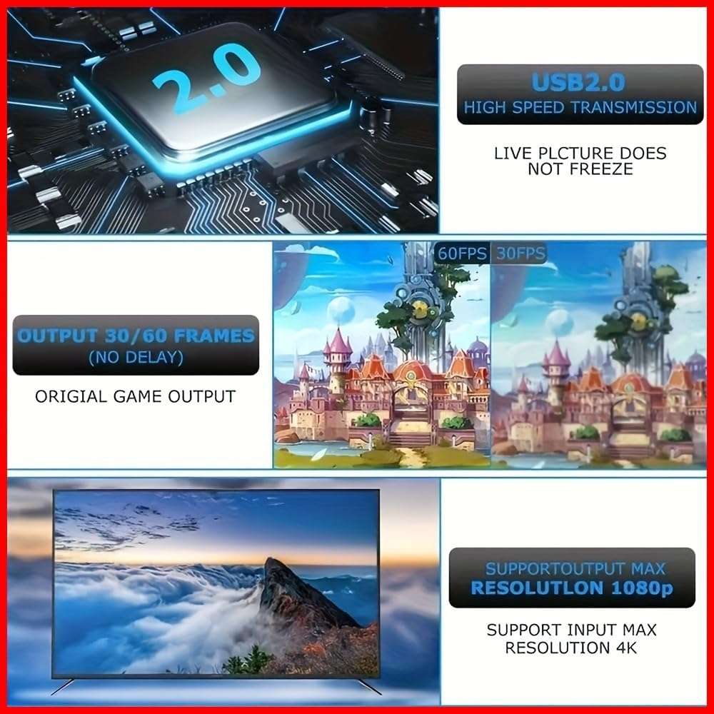 بطاقة التقاط فيديو HDMI، بدقة 4K  تعمل عبر منفذ USB،B0GS3ZTLLH