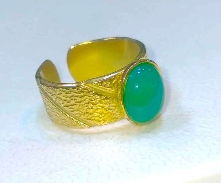 خاتم استانلس بفص عقيق أخضر