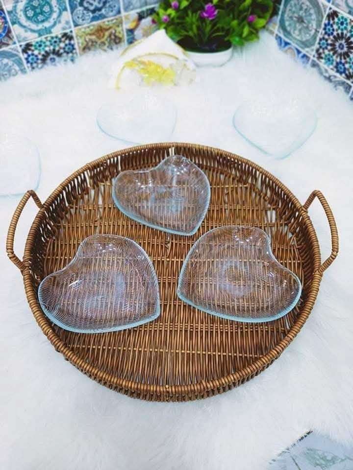 طقم تسالى زجاج شكل قلب