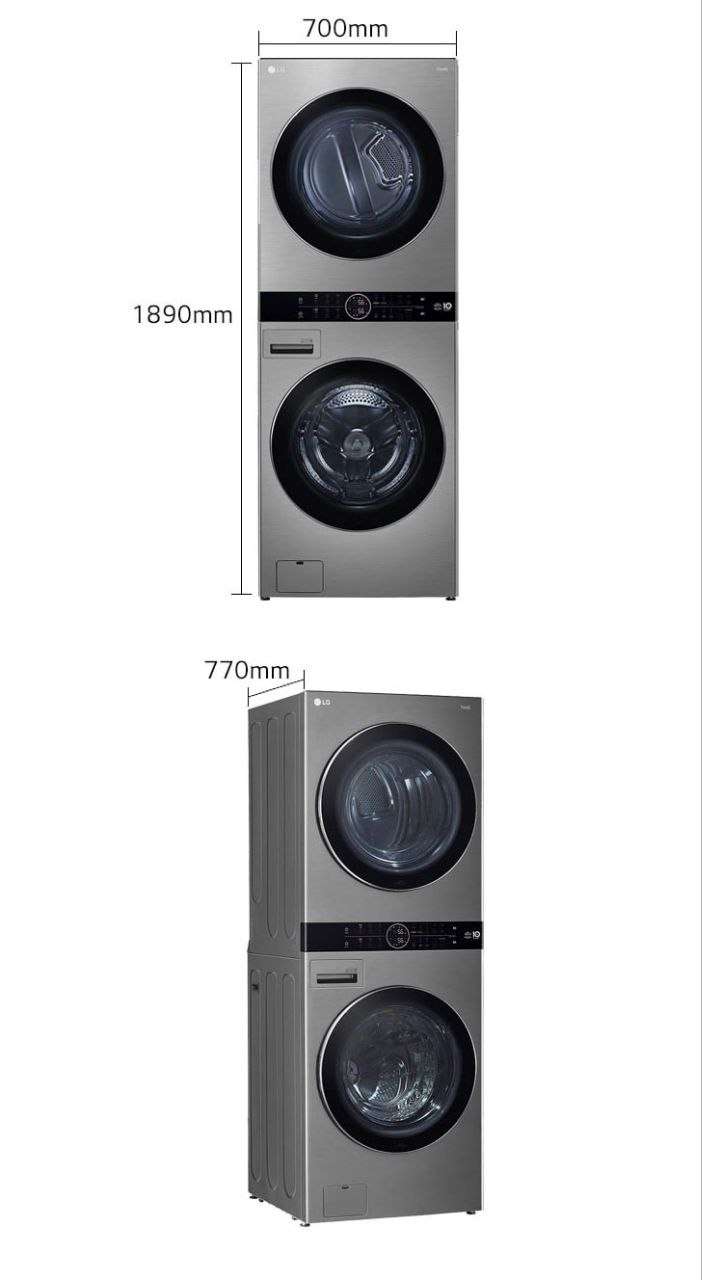 LG Wash Tower FWT2116SS د 21kg Wash  16kg Dry  Silver Stainlessغسالة