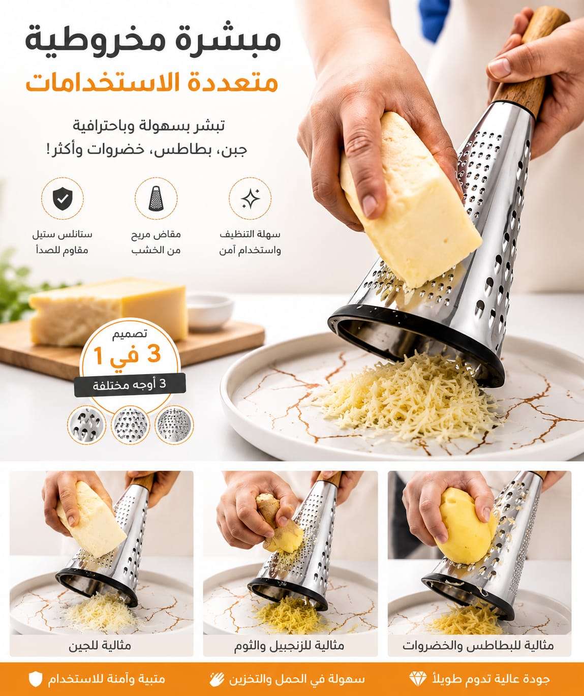 مبشرة استالس مخروطية يد خشب