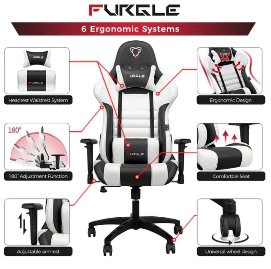 كرسي جيمنج Furgle يتميز بدعم كامل للظهر والرقبة وقابل لتعديل ميل الظهر