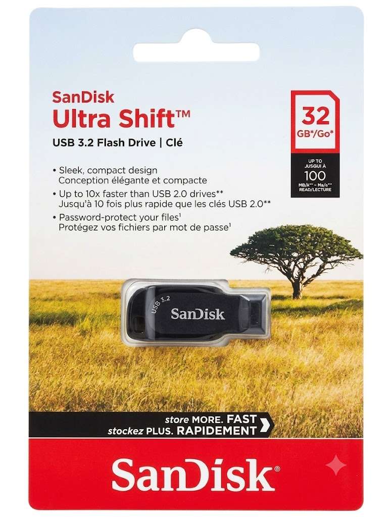 فلاشة SanDisk Ultra Shift سعة 32 جيجابايت - USB 3.2 فائقة السرعة