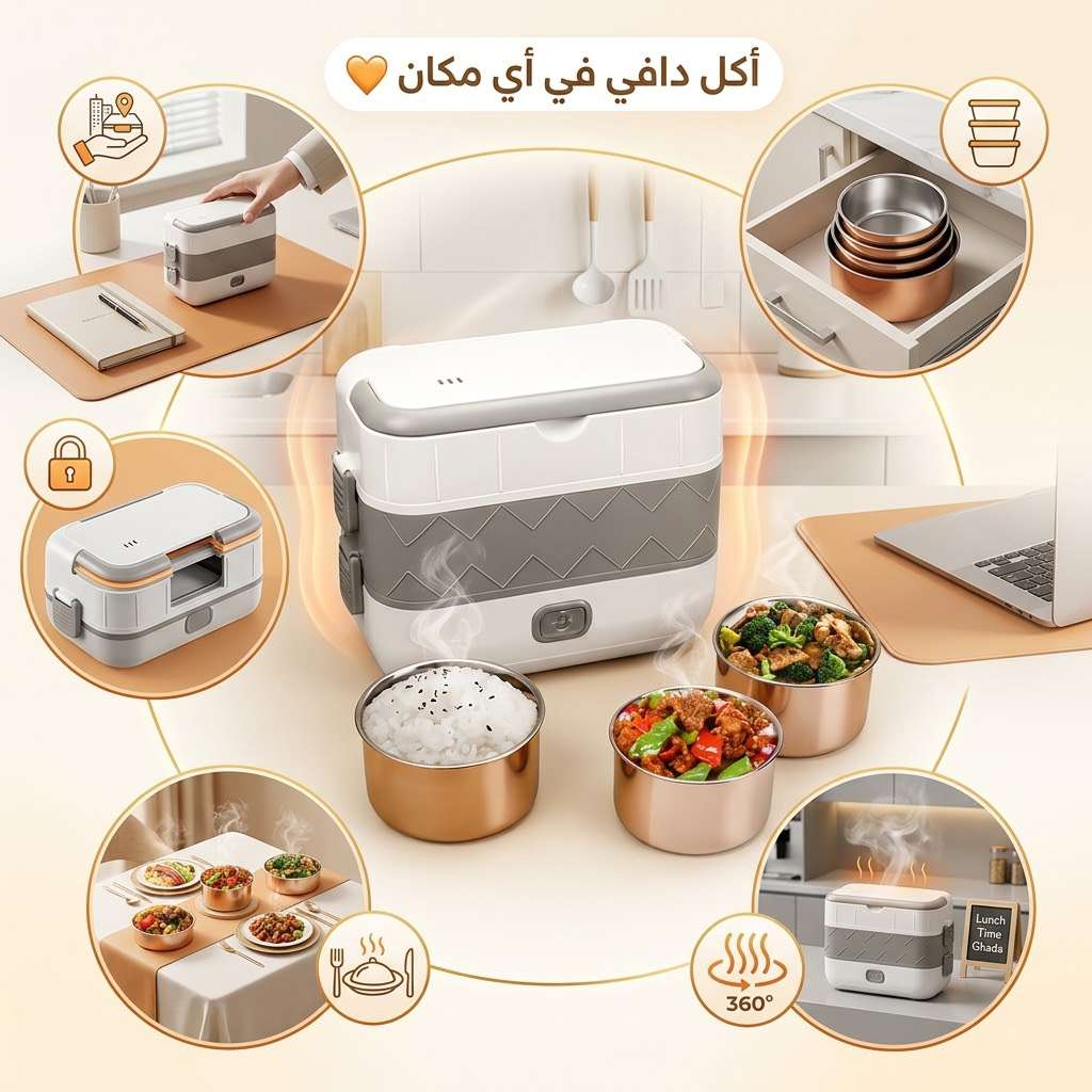لانش بوكس كهربائي محمول عازل للطعام 2لتر 110 فولت