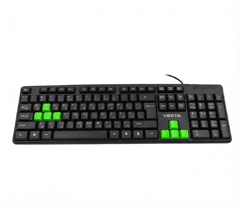 كيبورد USB فيستا Vesta KB-47021 سلكي للكمبيوتر باللون الأسود