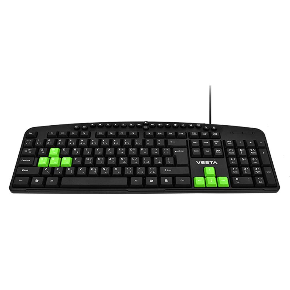 كيبورد USB فيستا Vesta KB-47020 سلكي للكمبيوتر باللون الأسود