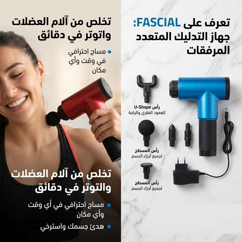 جهاز المساج المسدس Fascial Gun استرخاء العضلات وراحة بعد يوم طويل