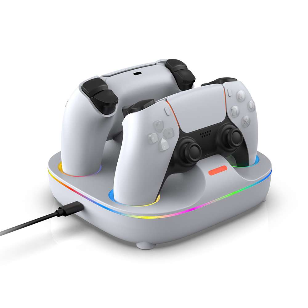 شاحن دراعات بلايستيشن 5 دوبي - Dobe TP5-35115 سريع بإضاءة RGB لون ابيض