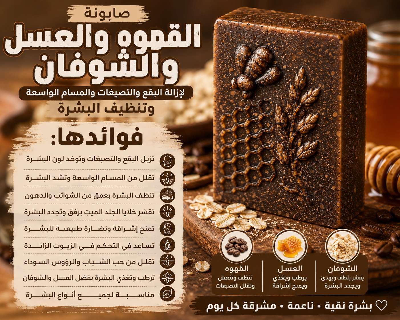 صابونة القهوه والعسل والشوفان