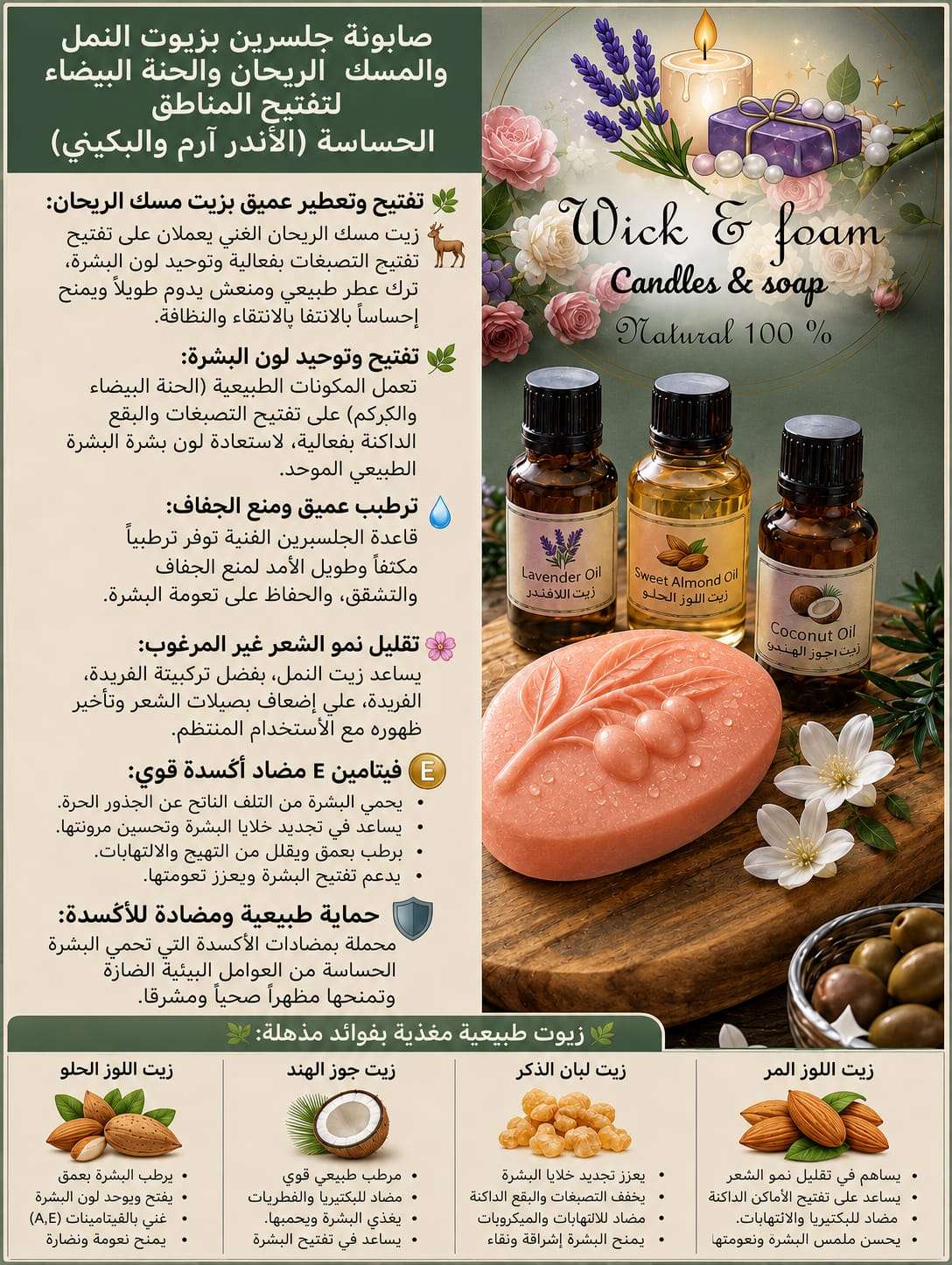 صابونه الجلسرين البكيني والاندر ارم والتقليل شعر الجسم