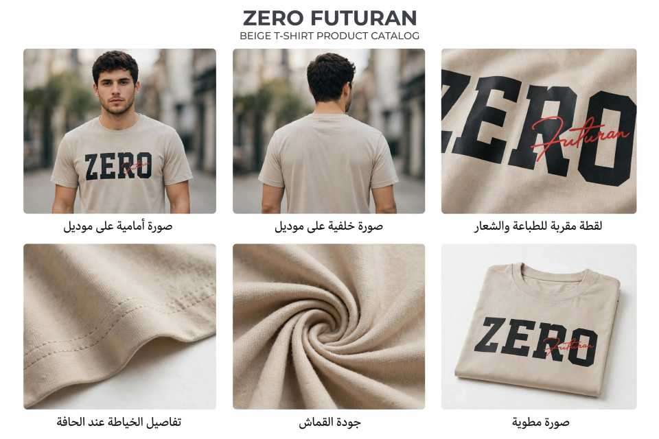 تيشيرت أوفرسايز ZERO Futuran بيج طباعة كوليدج سوداء مع توقيع أحمر ستري