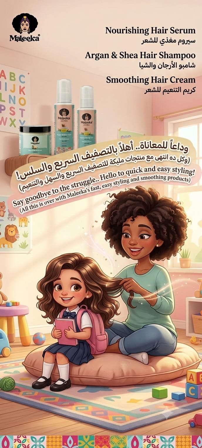 مجموعه فك التشابك والتنعيم من براند مليكه منتجات طبيعيه