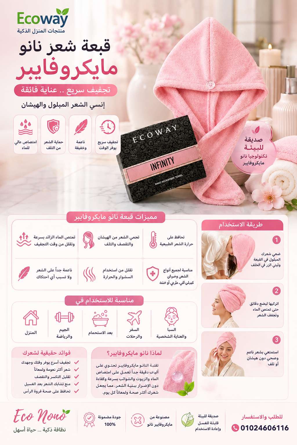 بونيه ميكروفيبر مكونه من أيونات الفضة  الامتصاص