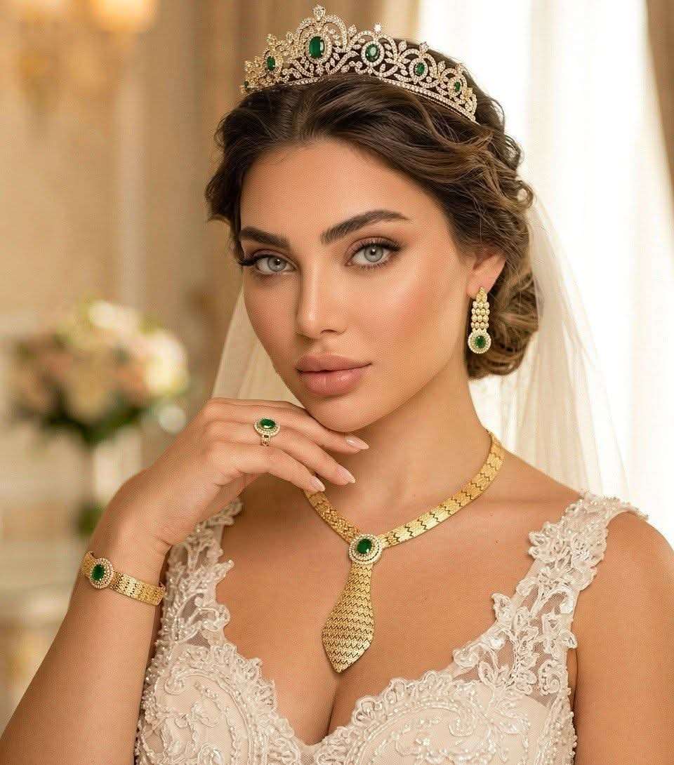 طقم اكسسوار جولد بلتييد 4قطع كوليه وأسورة وخاتم وحلق