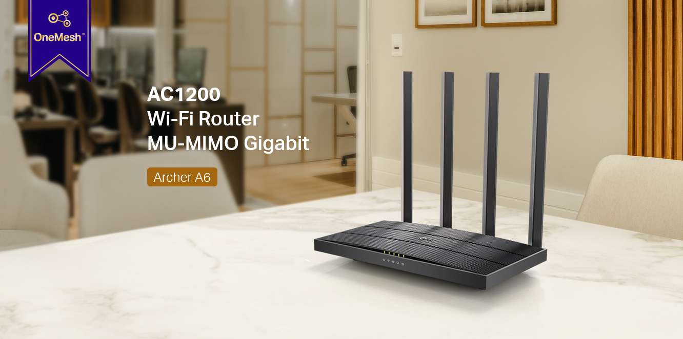 راوتر تي بي لينك AC1200 وايرلس ديل باند جيجابت - Archer A6