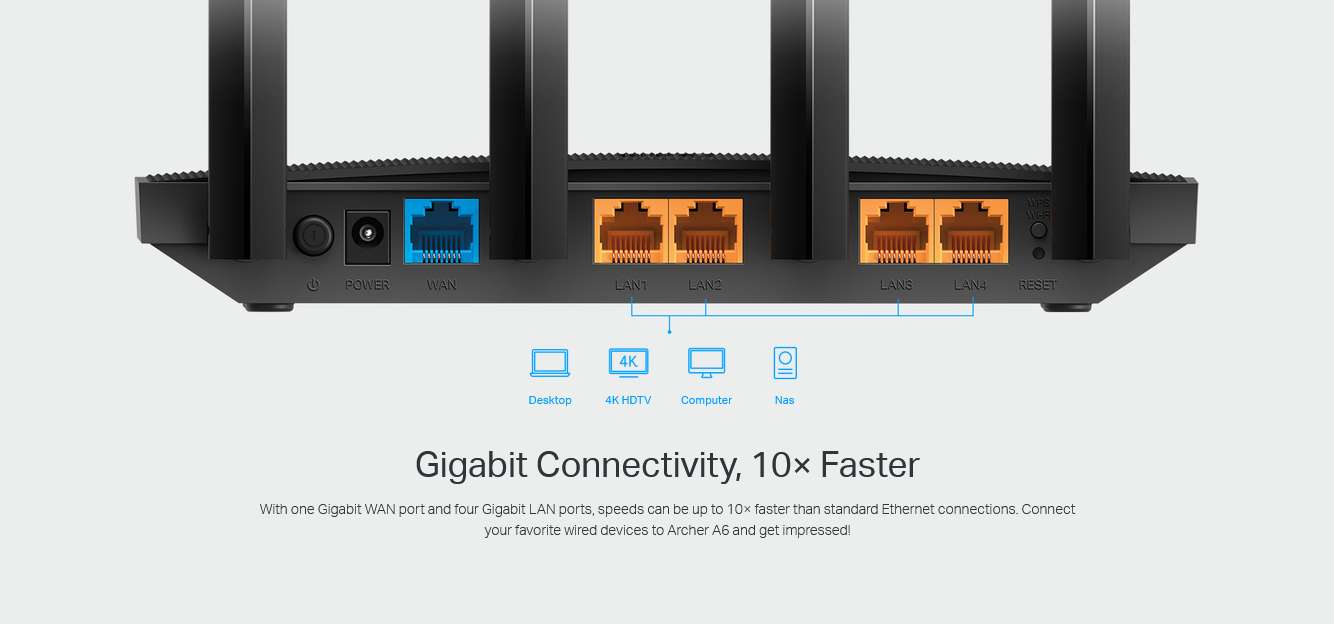 راوتر تي بي لينك AC1200 وايرلس ديل باند جيجابت - Archer A6