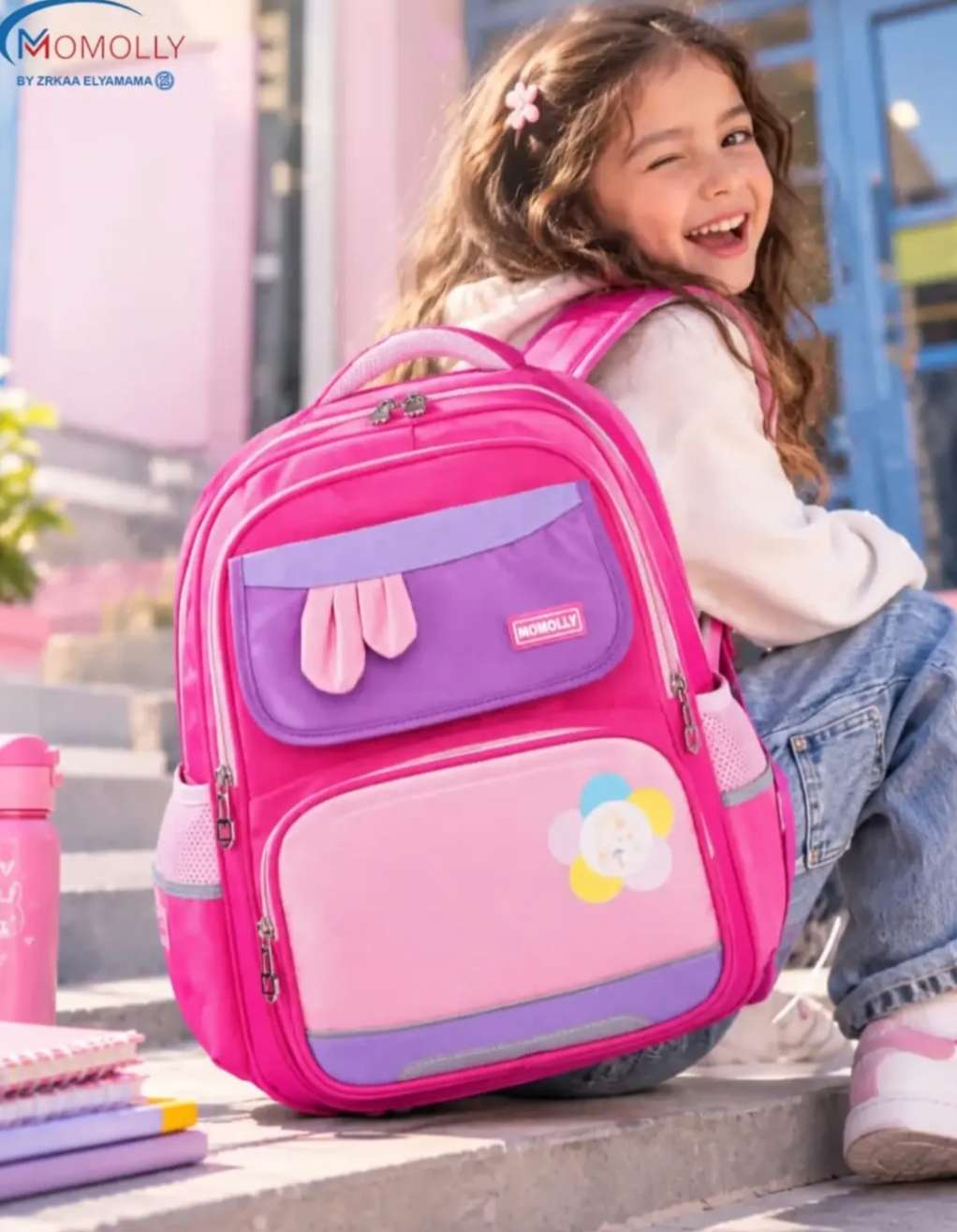 حقيبة مدرسية براند momolly مقاس 18