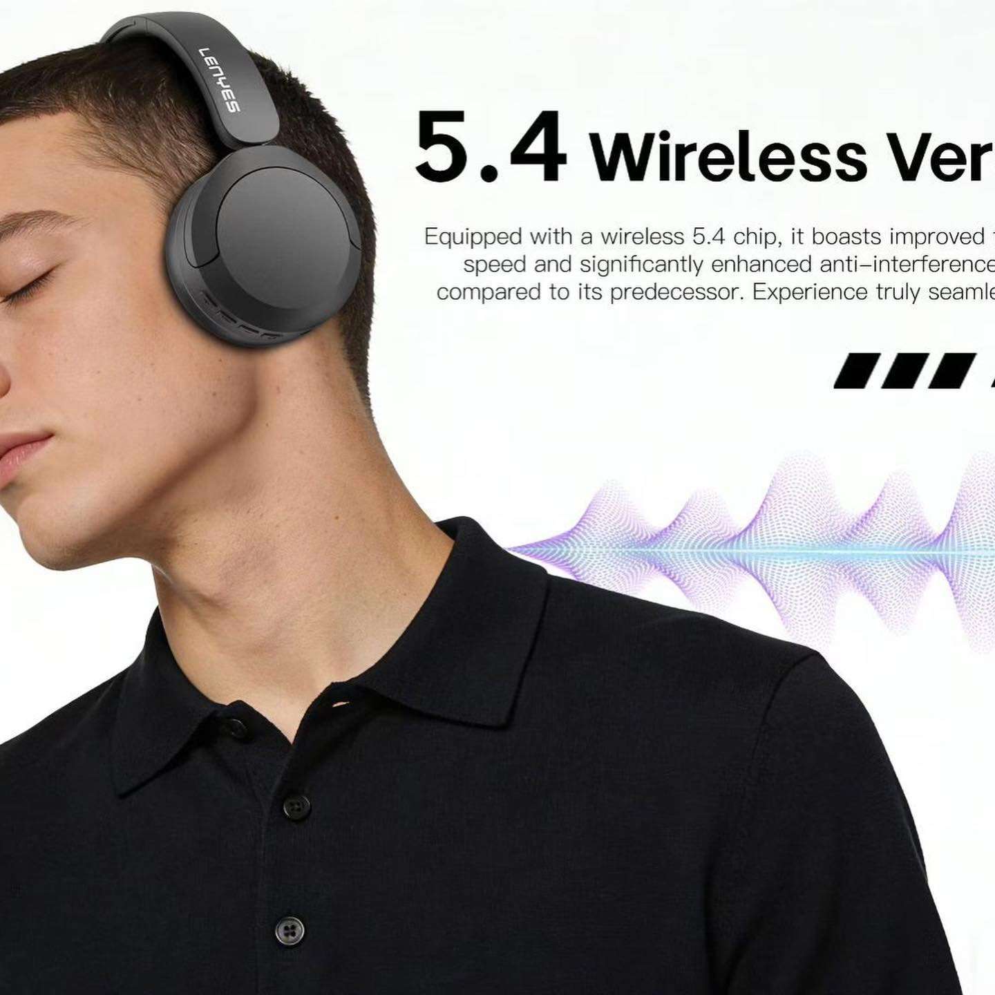 سماعة بلوتوث لينيس اوفر اير لاسلكية - بلوتوث 5.4 LENYES LH78