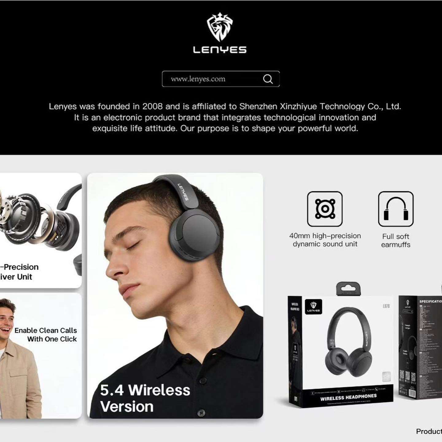 سماعة بلوتوث لينيس اوفر اير لاسلكية - بلوتوث 5.4 LENYES LH78