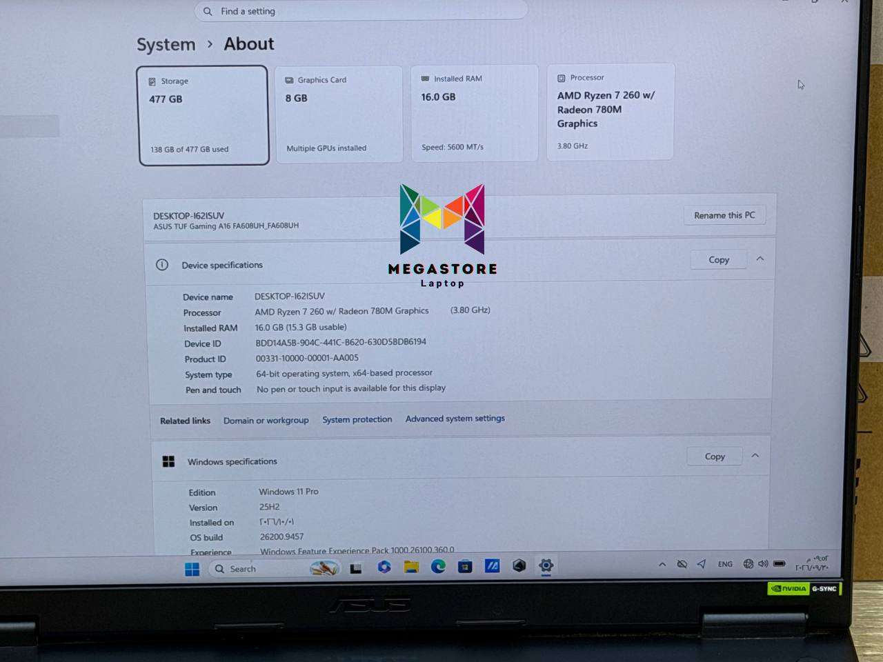 ASUS TUF Gaming A16 Laptop AMD Ryzen 7 16GB RAM 512GB SSD RTX 5050