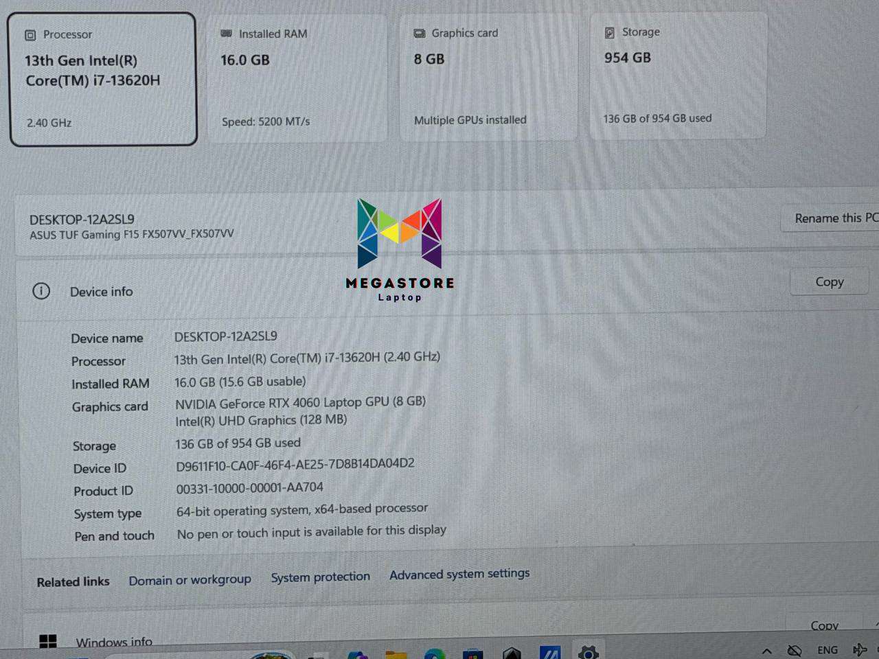 ASUS TUF Gaming F15 Laptop Core i7-13620H RTX 4060
