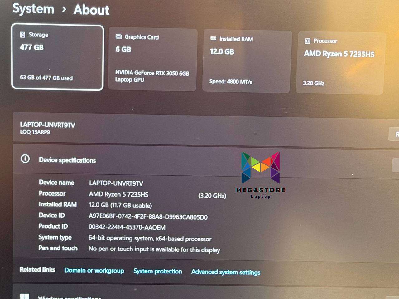 Lenovo LOQ 15 Gaming Laptop AMD Ryzen 5 7235HS 12GB RAM 512GB SSD