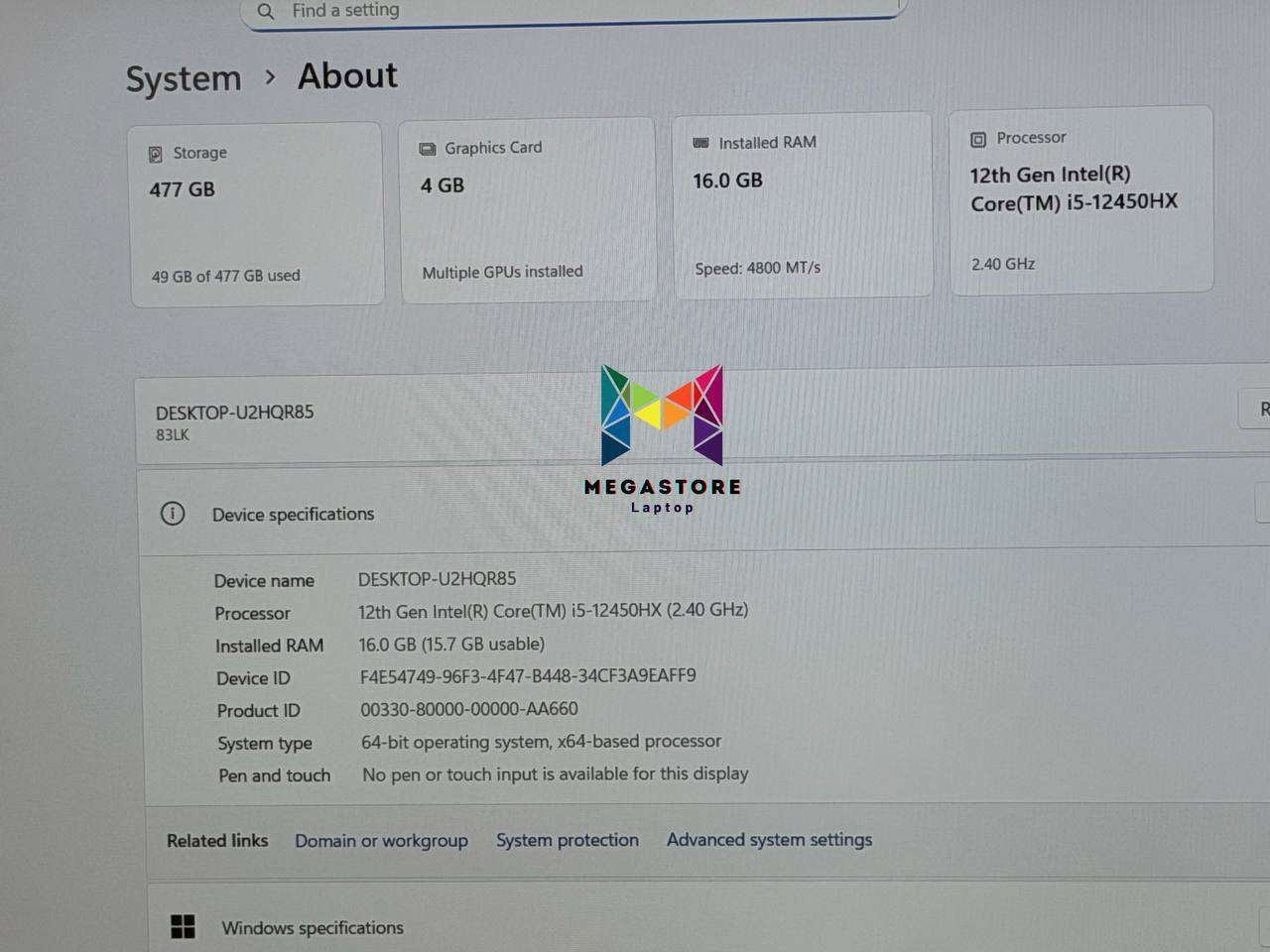 Lenovo LOQ Intel Core i5-12450HX 16GB 512GB SSD RTX 2050