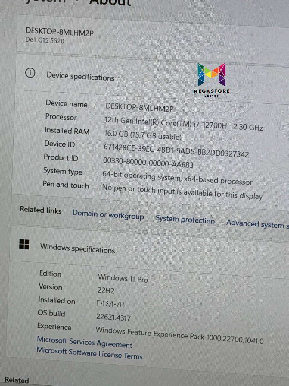 Dell G15 5520 Gaming Laptop Core i7 12700H 16GB RAM 512GB SSD